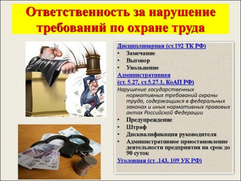 Ответственность за нарушение требований охраны труда